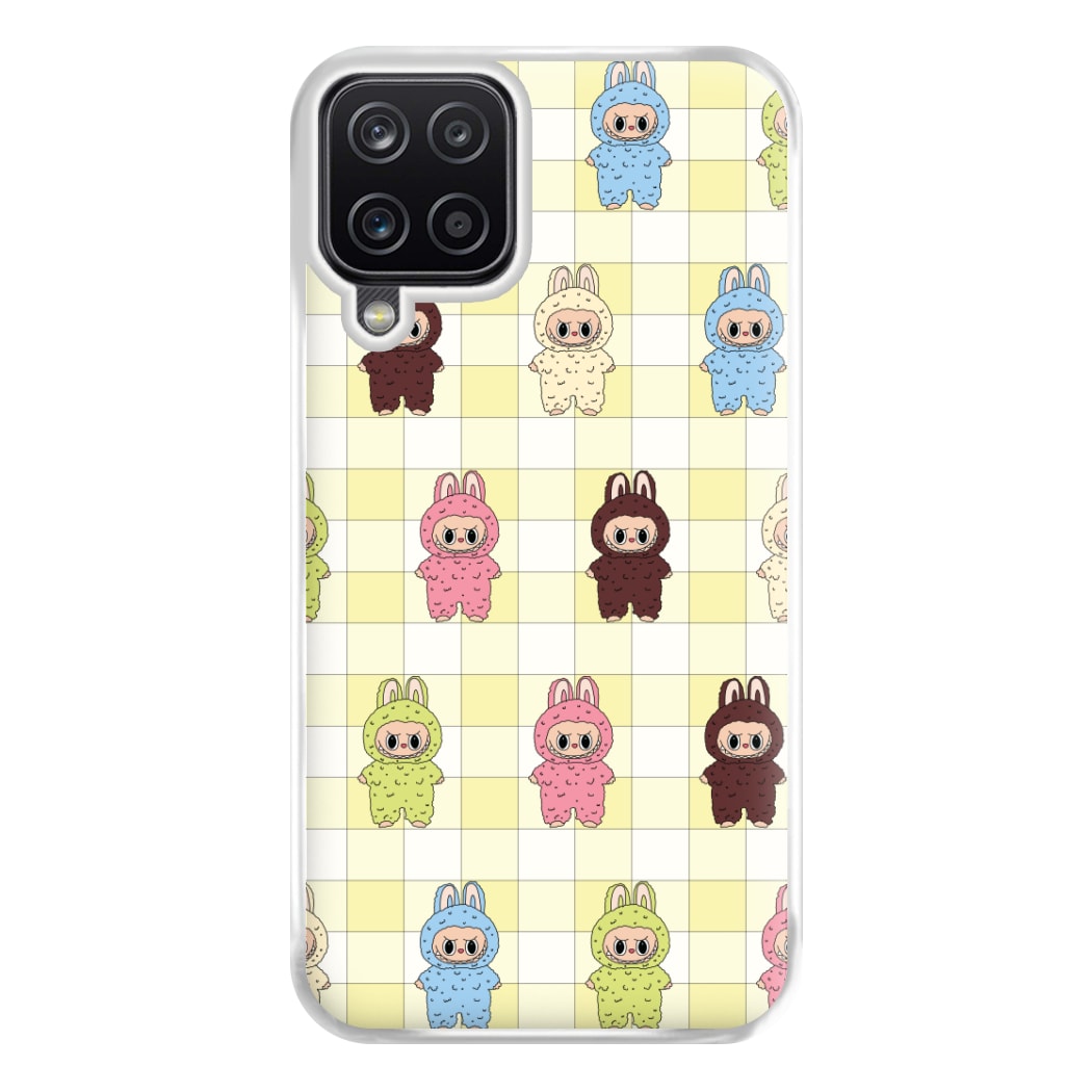 Cute Colourful Monsters Checkered Pattern Galaxy A12 Case