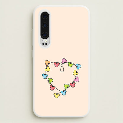 Cartoon Mouse Christmas Fairylights Heart Huawei P30 Case