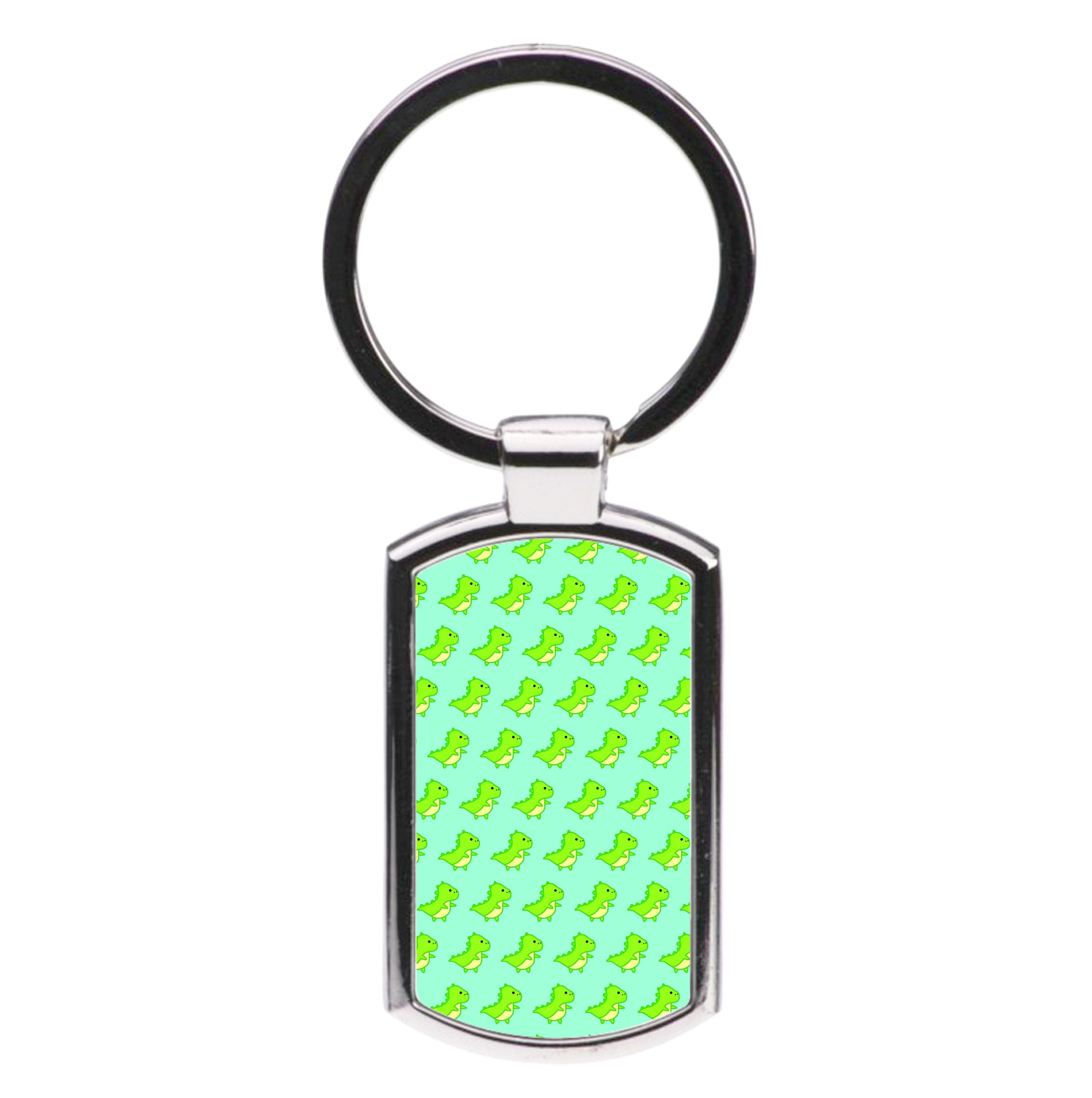 Green Dinosaurs Pattern - Dinosaurs Luxury Keyring