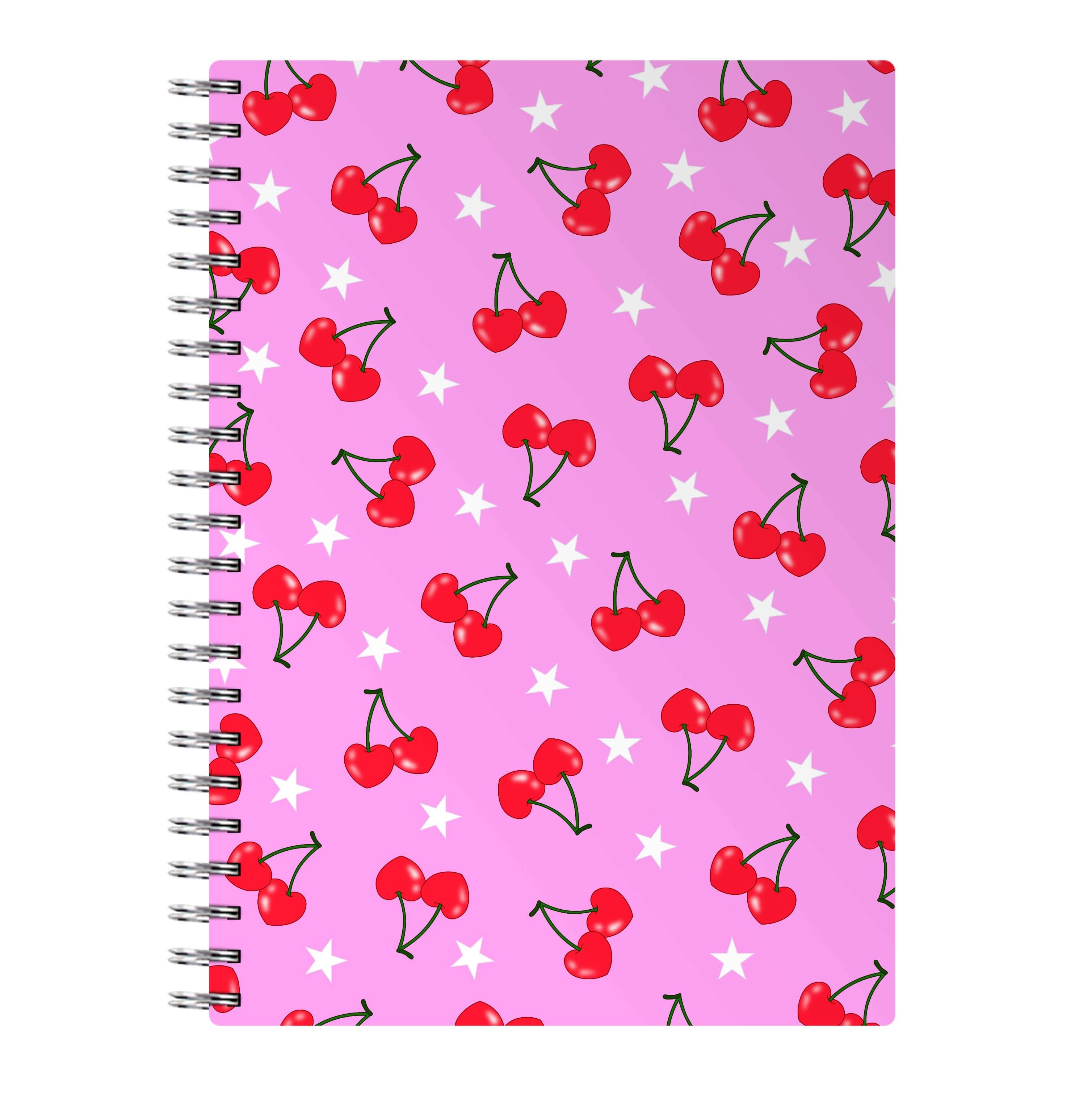 Heart Cherries And Stars Pattern Notebook