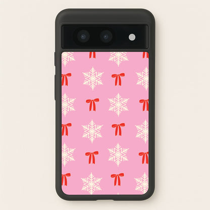 Coquette Bows And Snowflakes Pattern Google Pixel 8a Case