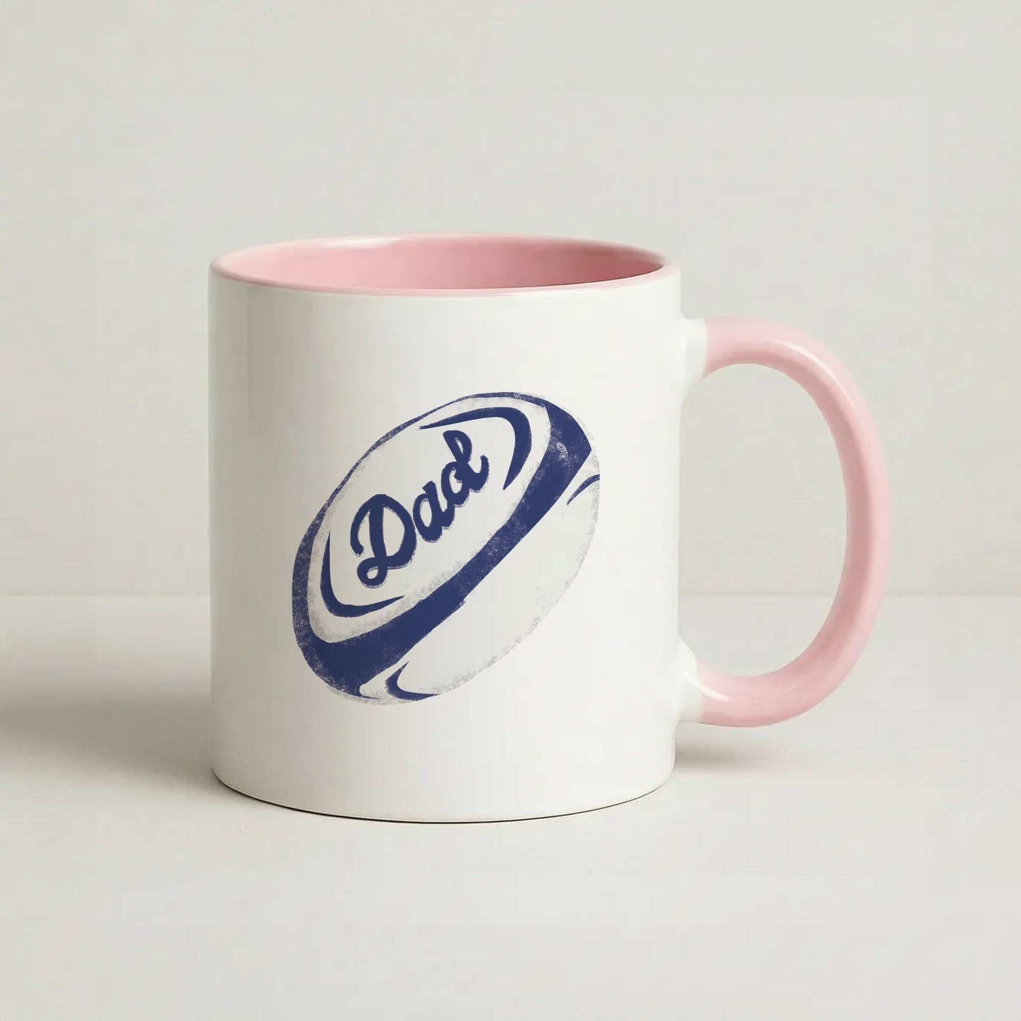 Dad Rugby Ball Pink Tea Mug