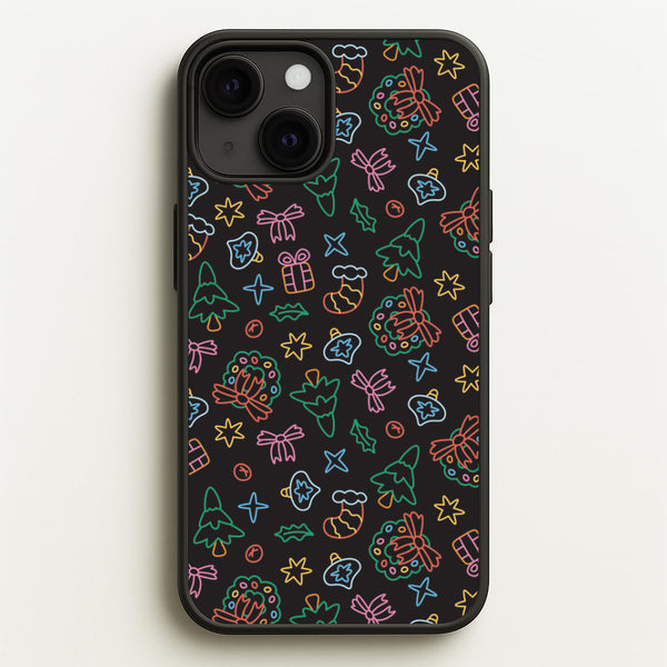 Neon Christmas Icons Pattern I iPhone 13 Case