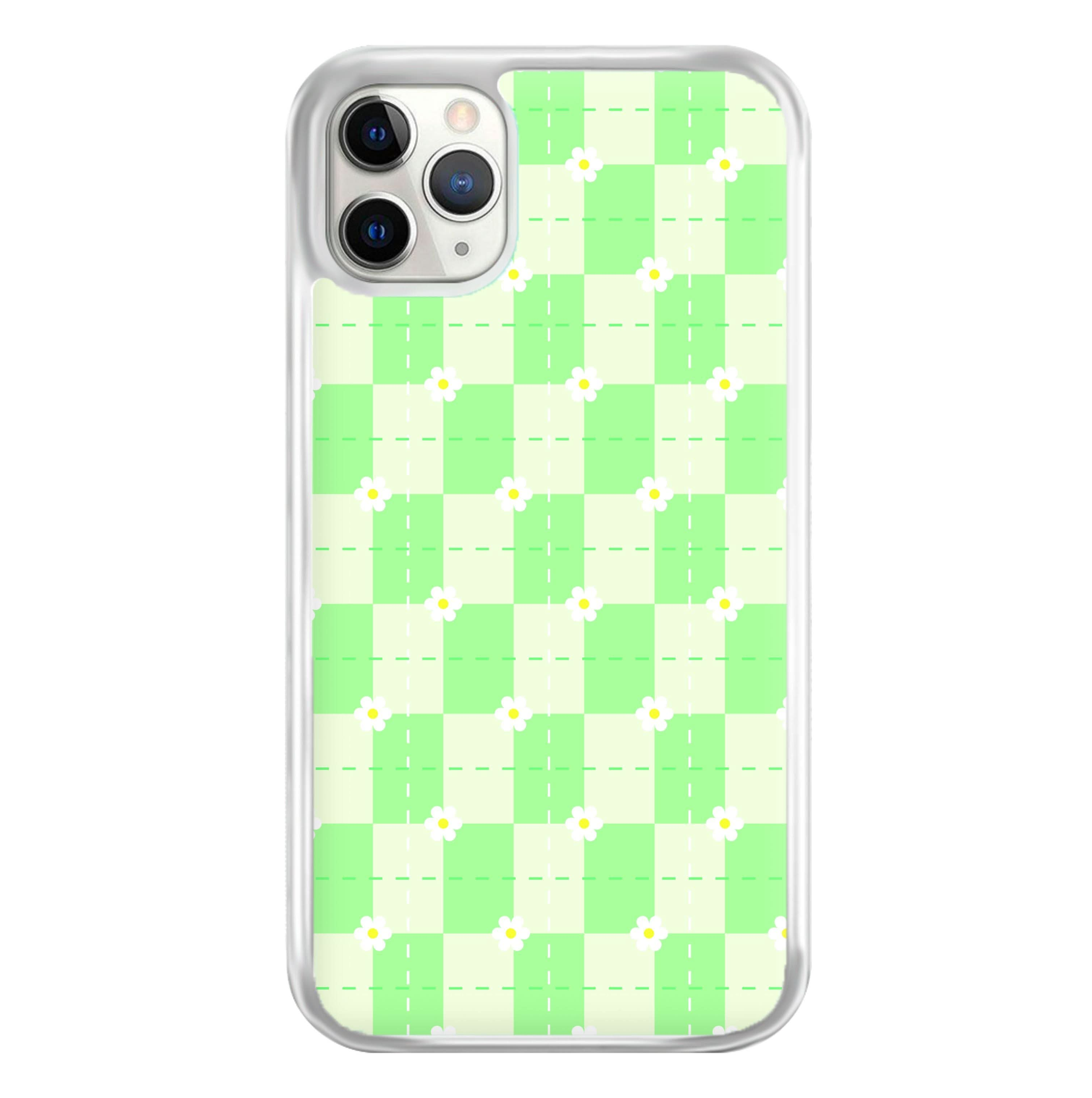 Green Plaid Daisies  Phone Case