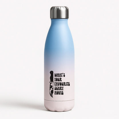 What's Your Favourite Scary Movie Trippy Blue Water Bottle