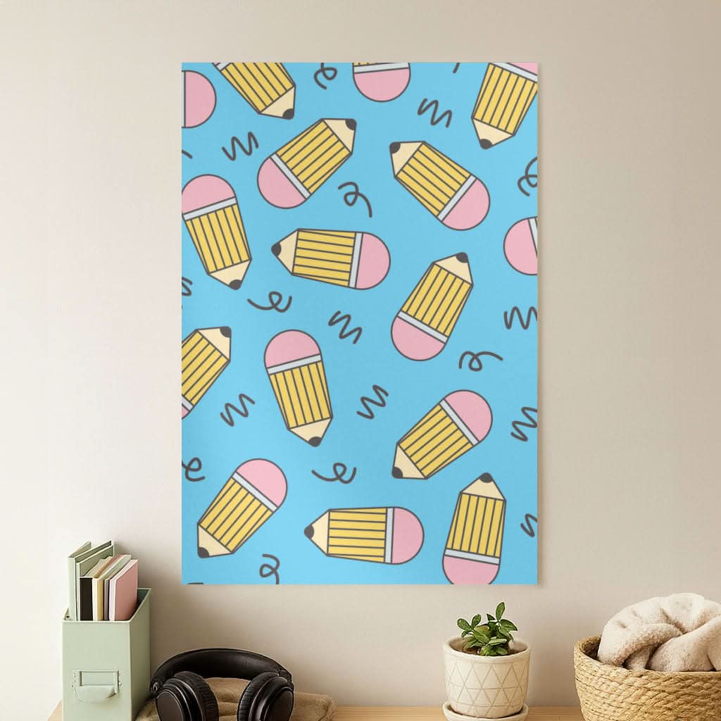 Pencils And Scribbles Pattern Poster