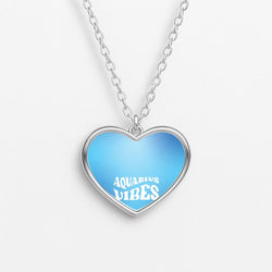 Aquarius Vibes Gradient Zodiac Heart Necklace