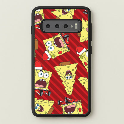 Christmas Cartoon Sponge Stripes Pattern Galaxy S10 Case