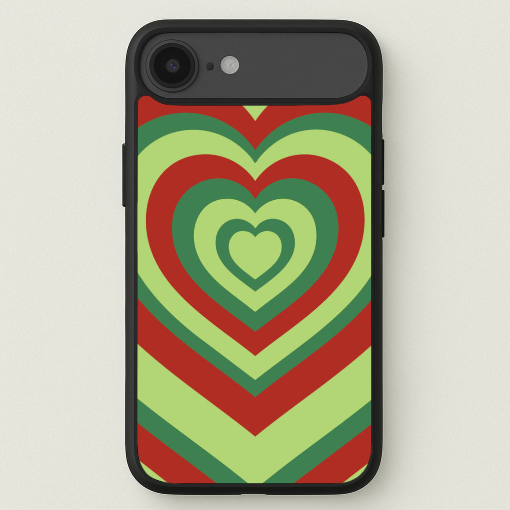 Red And Green Trippy Heart Christmas Pattern iPhone 17 Air Case