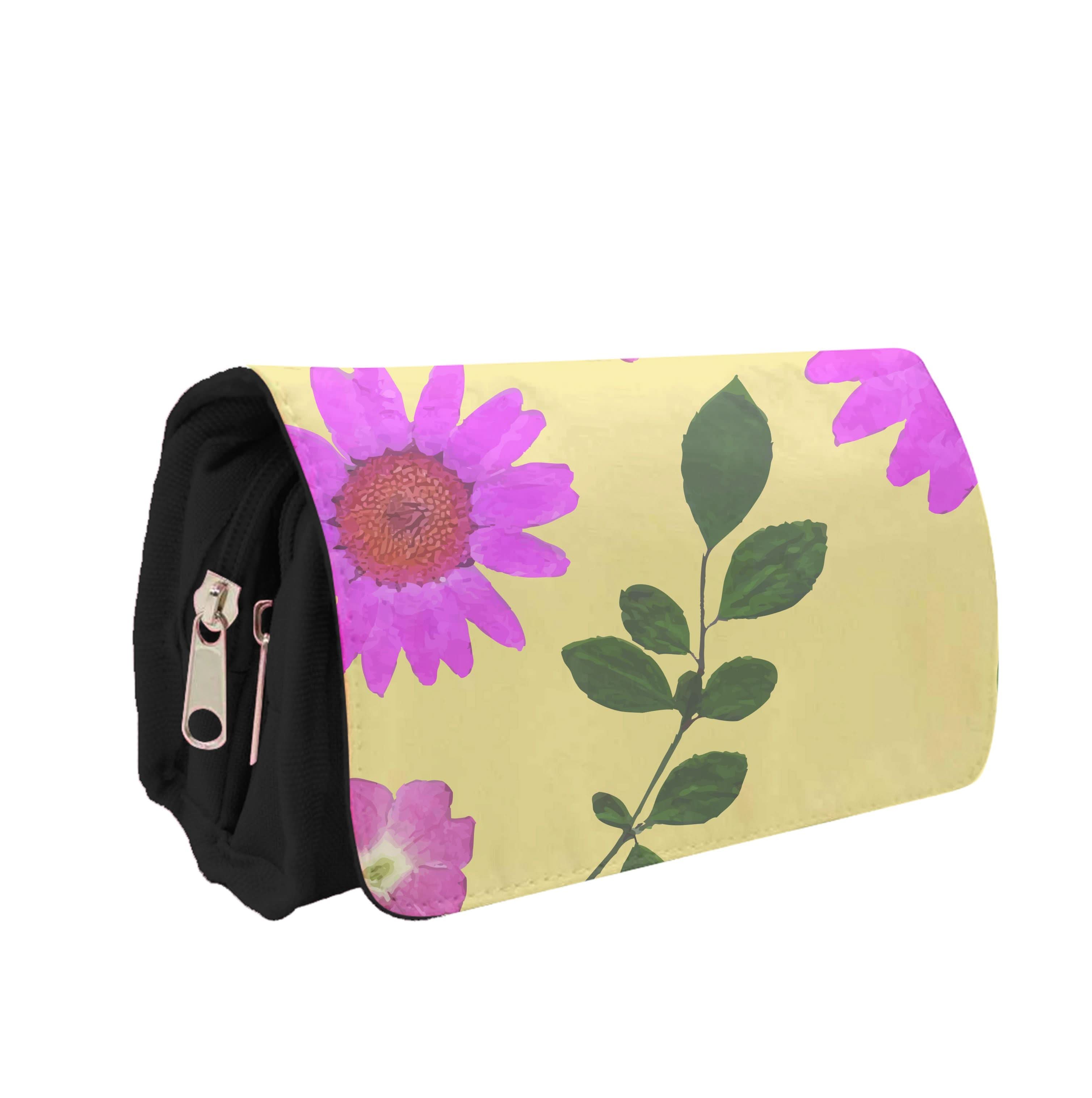 Pressed Plants Yellow Pencil Case