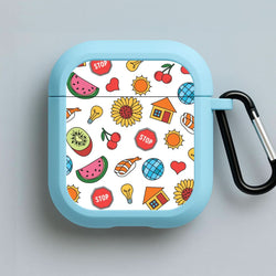 Harry Stickers Pattern Blue AirPods Case