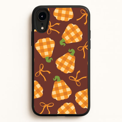 Tartan Pumpkins And Bows Pattern iPhone XR Case