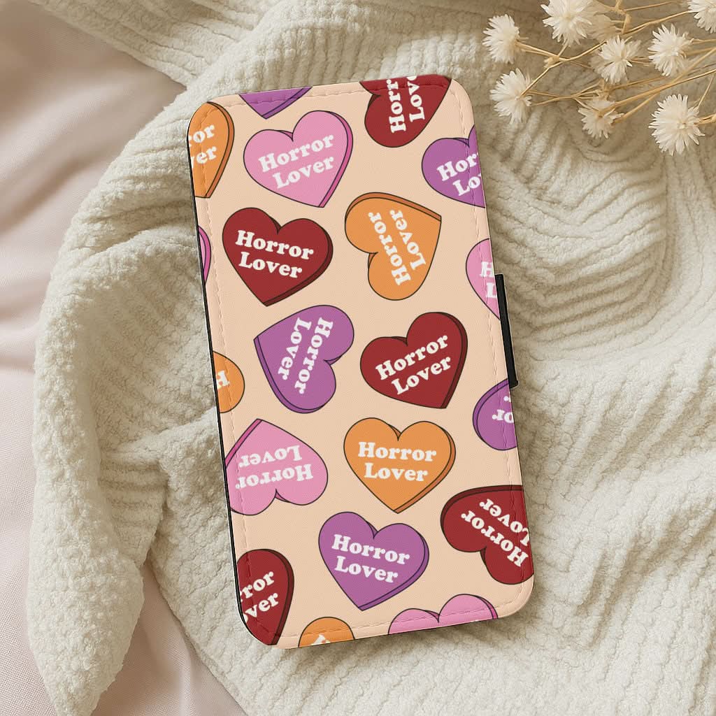 Horror Lover Hearts Pattern Leather Phone Case