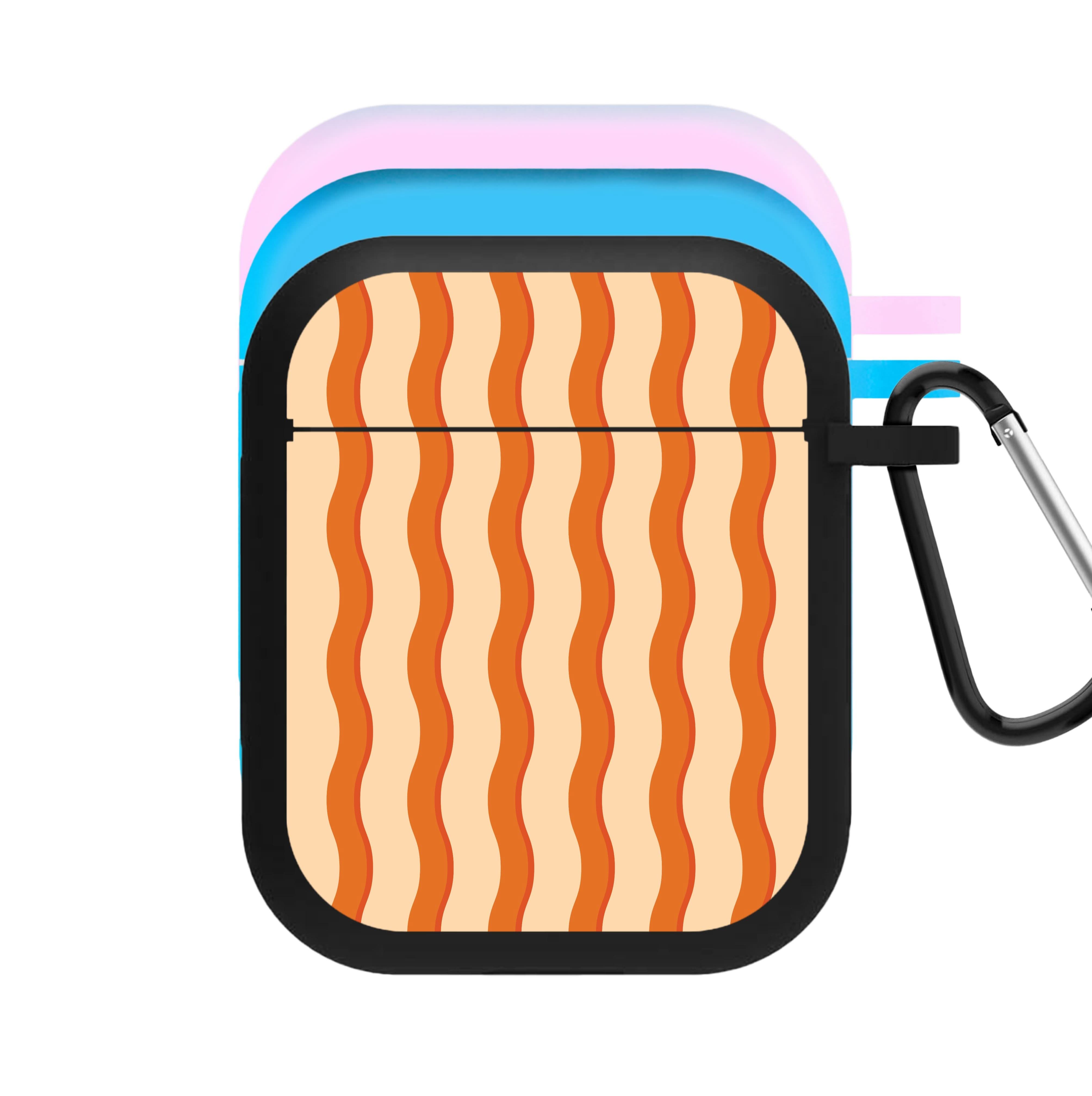 Orange Wavy Stripes Pattern AirPods Case