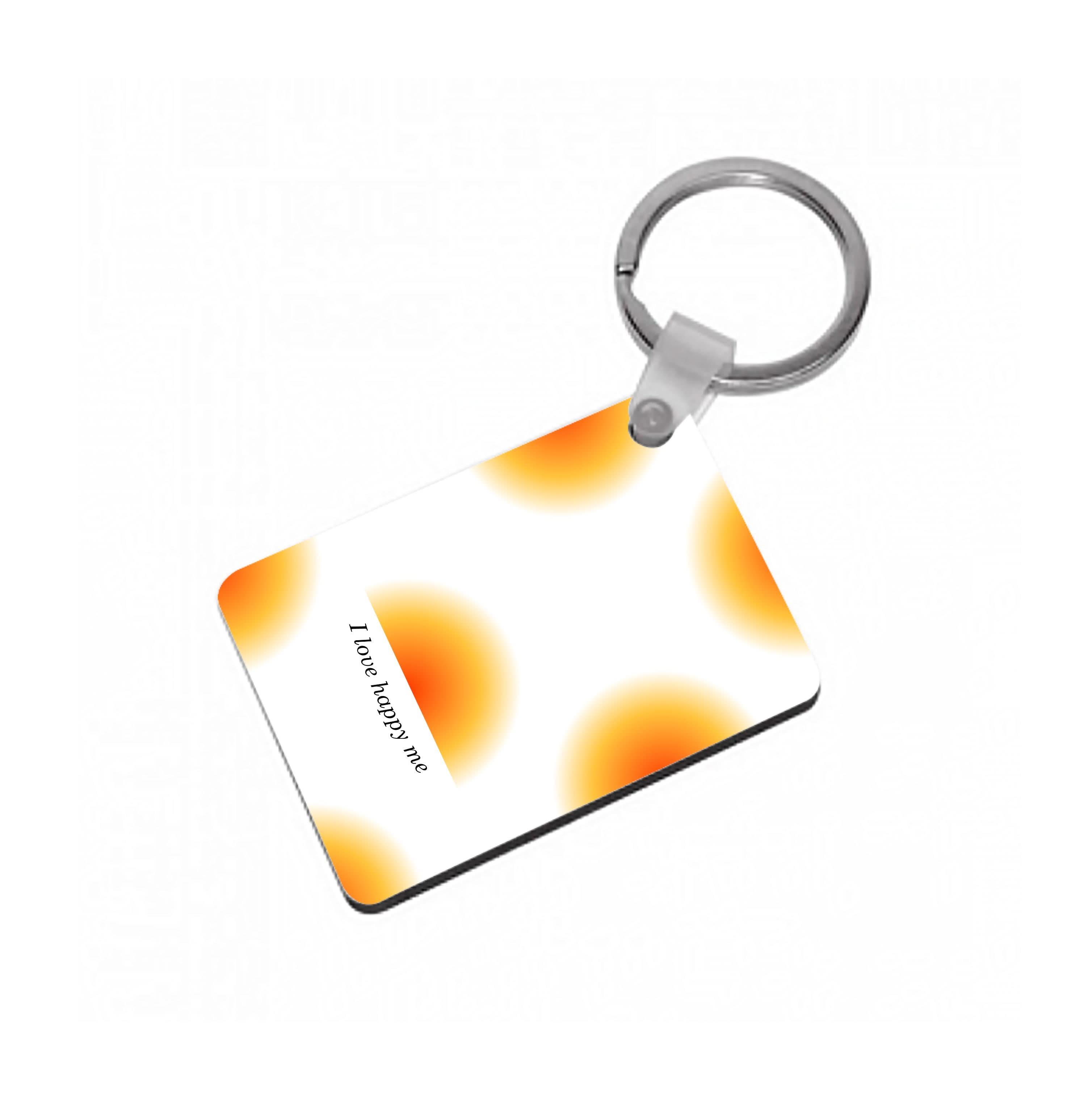 I Love Happy Me Gradient Pattern Keyring
