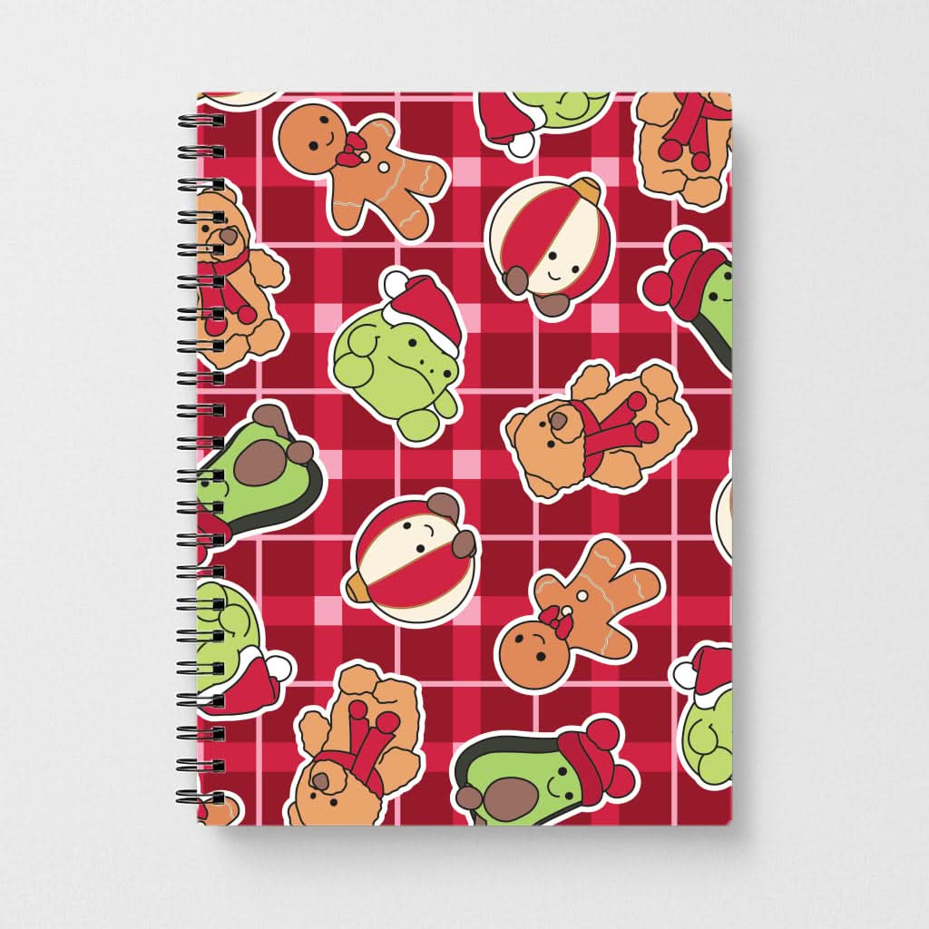 Christmas Plushies Tartan Pattern Notebook