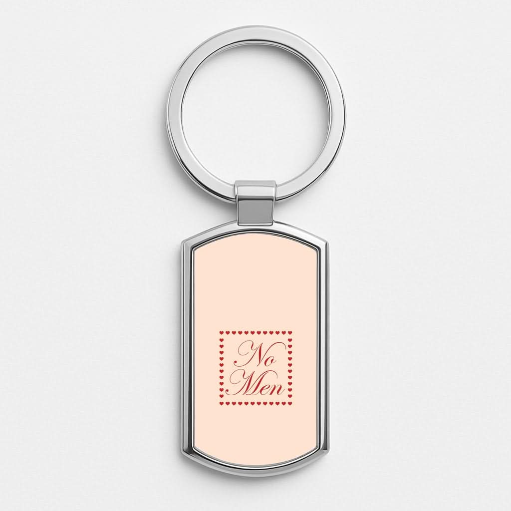 No Men Silver Metal Keyring