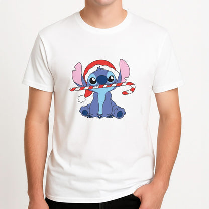 Cute Blue Alien Candycane Mens T-Shirt