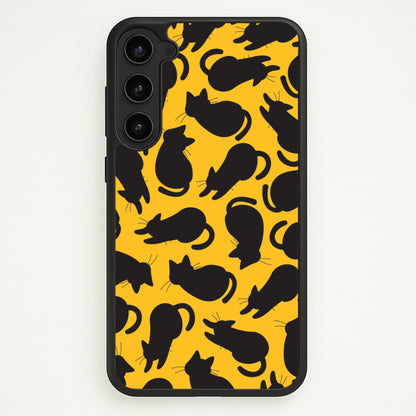 Black Cat Silhouettes Pattern Galaxy S23 Case