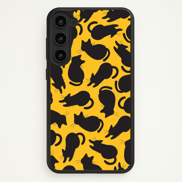 Black Cat Silhouettes Pattern Galaxy S23 Case