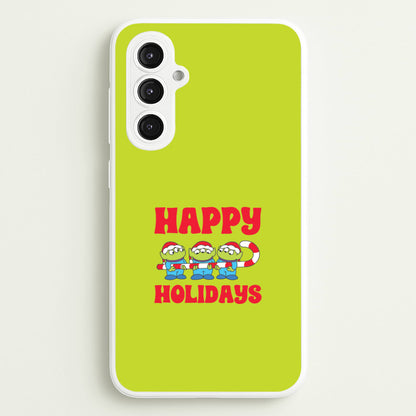 Happy Holidays Cute Green Aliens Galaxy S23FE Case