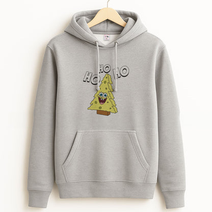 Christmas Tree Cartoon Sponge Unisex Grey Hoodie