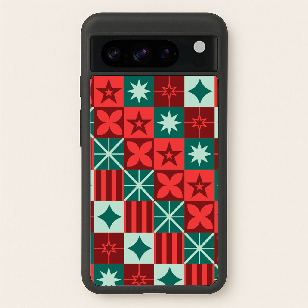 Geometric Square Christmas Pattern Google Pixel 8 Pro Case