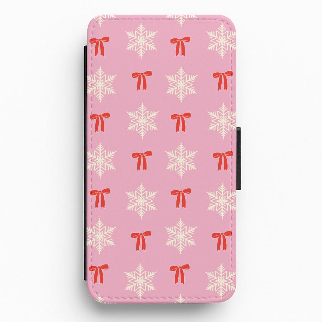Coquette Bows And Snowflakes Pattern Flip / Wallet Phone Case