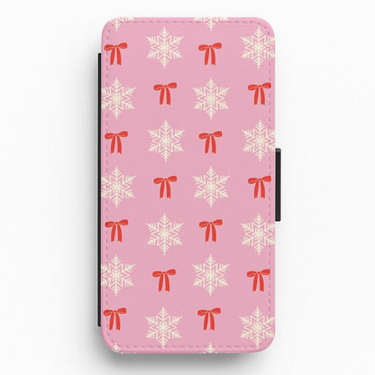 Coquette Bows And Snowflakes Pattern Flip / Wallet Phone Case