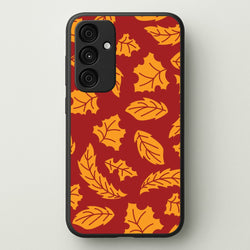 Orange Leaves Pattern Galaxy A35 Case