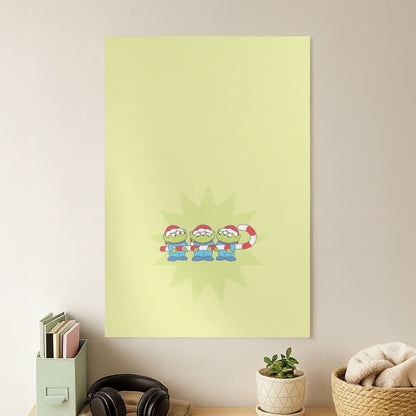 Cute Green Aliens Candycane Poster