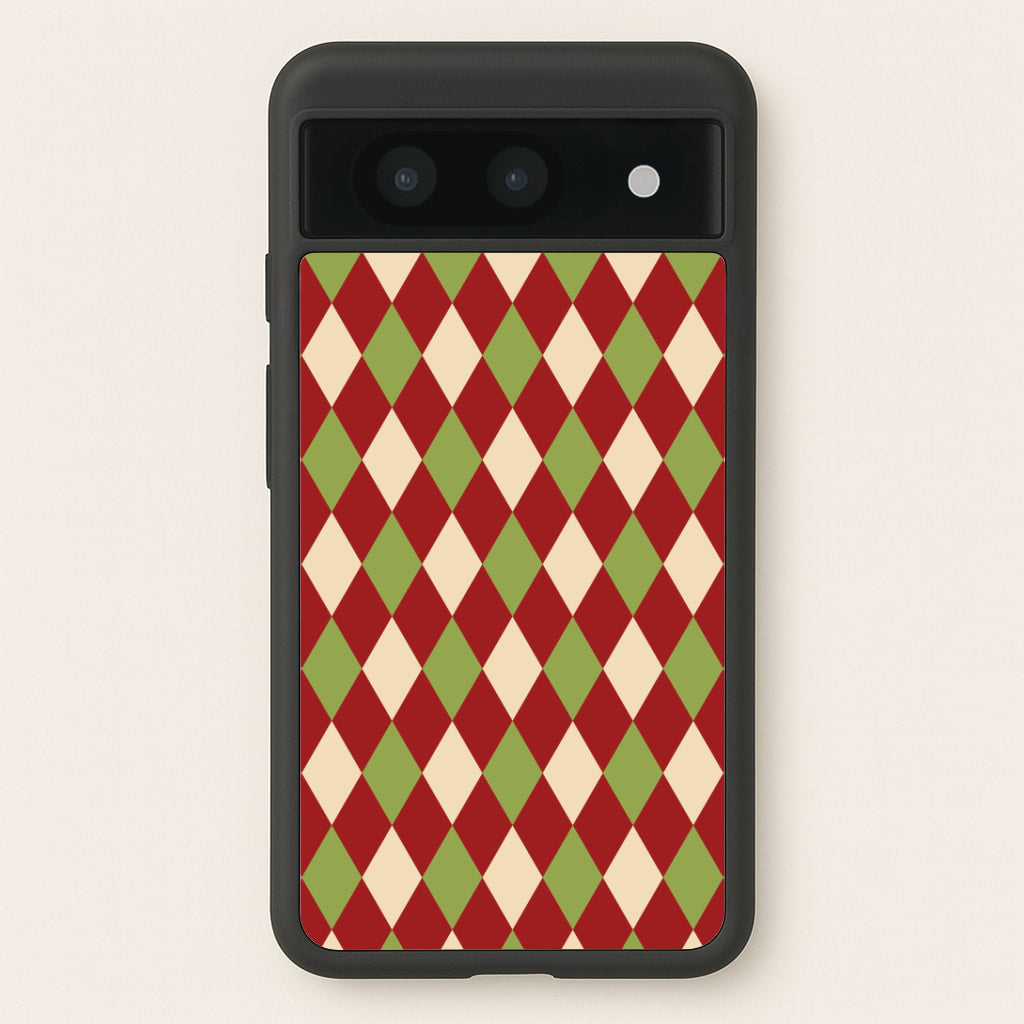 Red And Green Argyle Christmas Pattern Google Pixel 8a Case