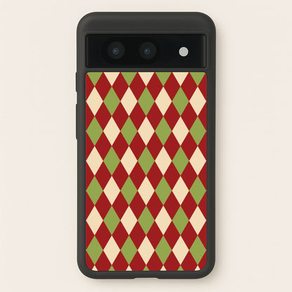 Red And Green Argyle Christmas Pattern Google Pixel 8a Case