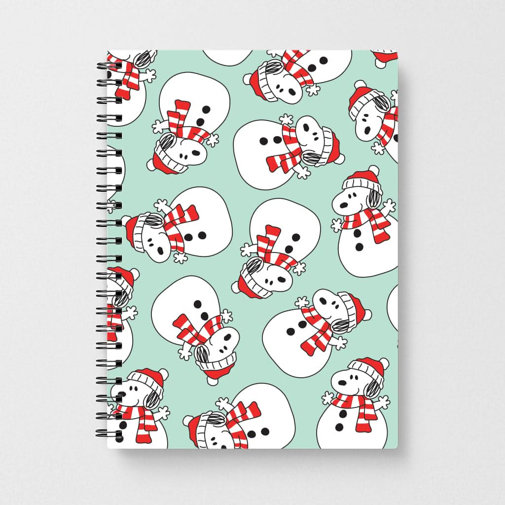 Cartoon Beagle Snowman Pattern Notebook