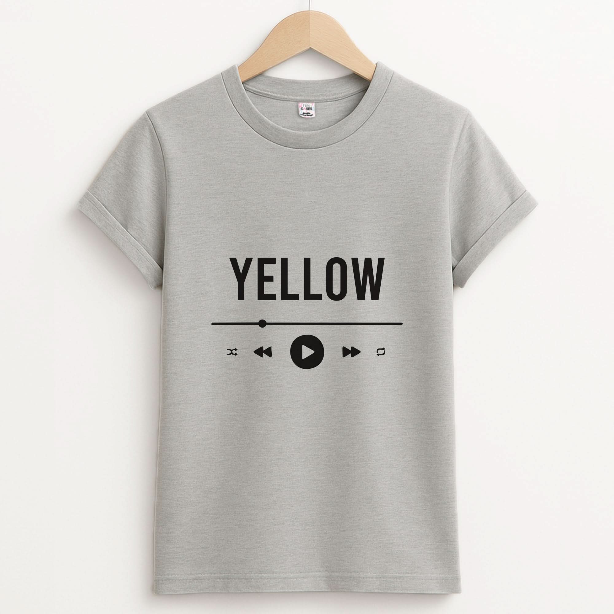 Yellow Music Player Unisex Grey T-Shirt
