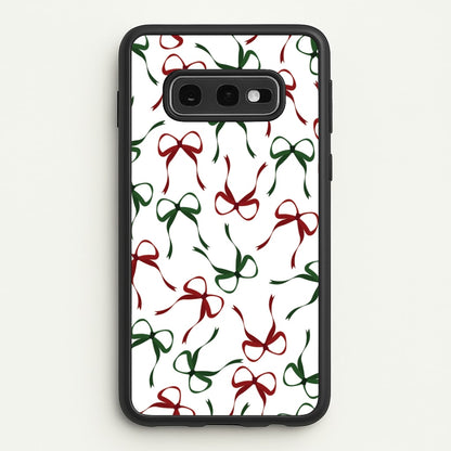 Red And Green Coquette Christmas Bows Pattern Galaxy S10e Case