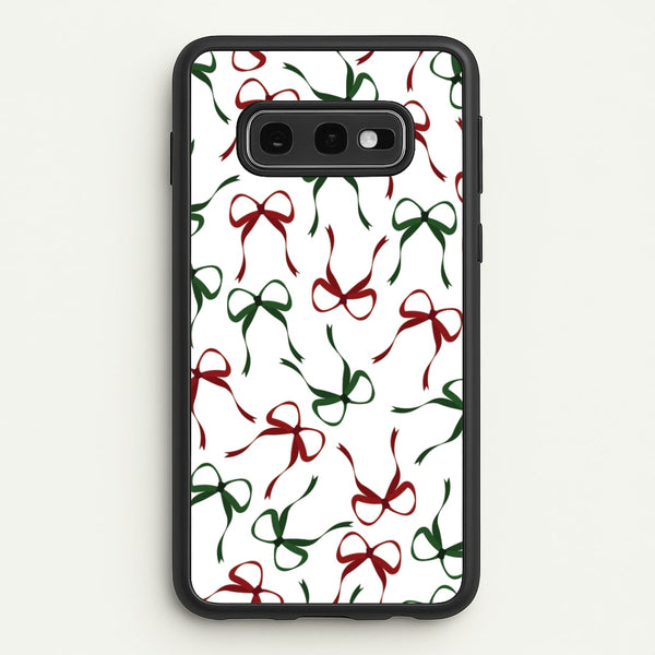 Red And Green Coquette Christmas Bows Pattern Galaxy S10e Case