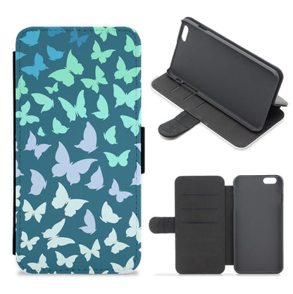 Blue Gradient Butterfly - Butterfly Patterns Flip / Wallet Phone Case