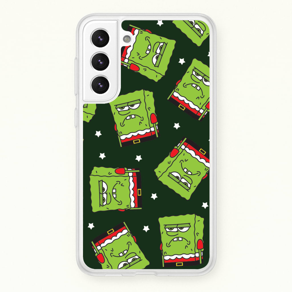 Grumpy Christmas Cartoon Sponge Pattern Galaxy S21 Case