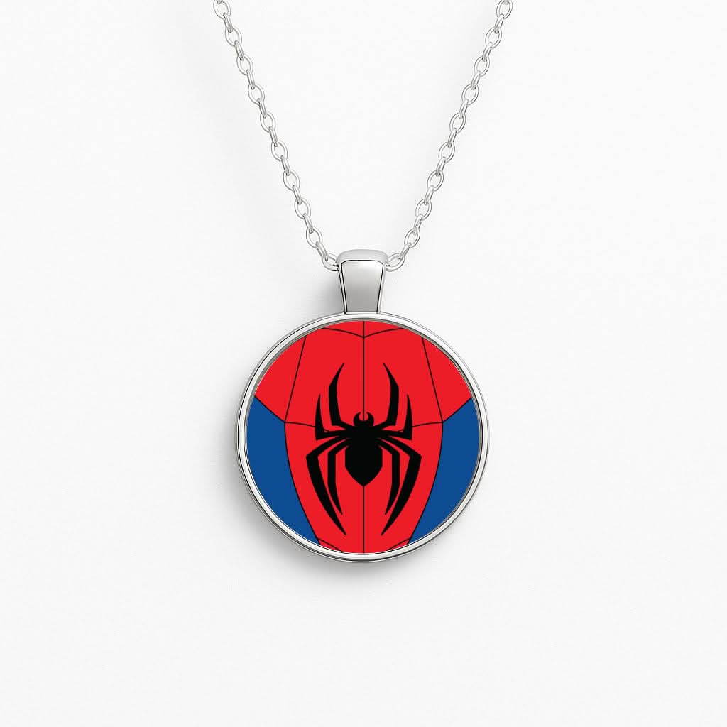 Red And Blue Spider Costume Circle Necklace