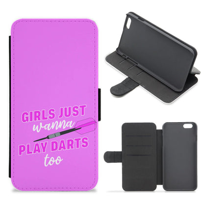 Girls Just Wanna Play Darts Too Flip / Wallet Phone Case