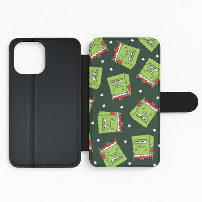 Grumpy Christmas Cartoon Sponge Pattern Flip Phone Case