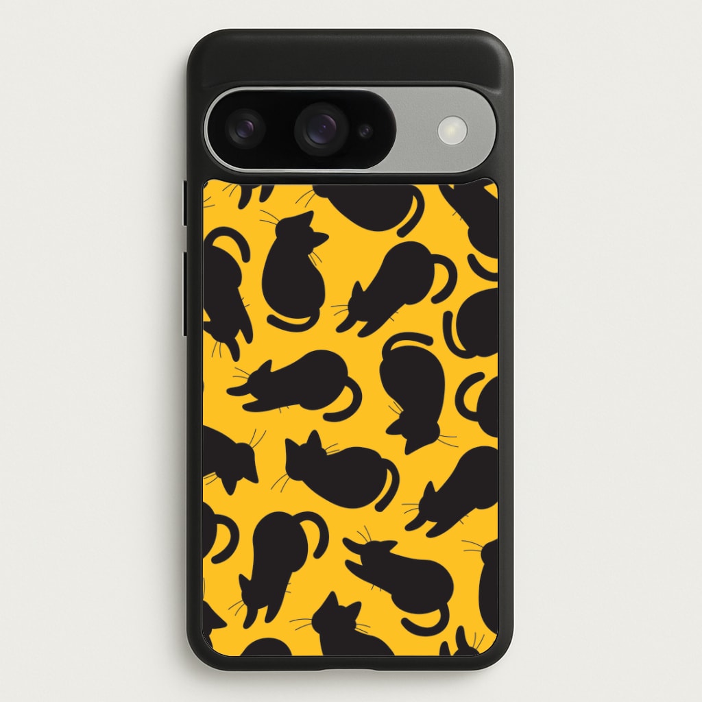 Black Cat Silhouettes Pattern Google Pixel 10 / 10 Pro Case