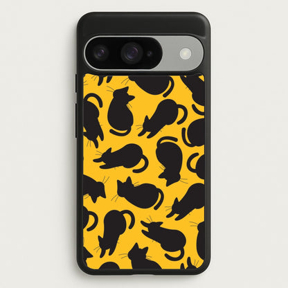 Black Cat Silhouettes Pattern Google Pixel 10 / 10 Pro Case