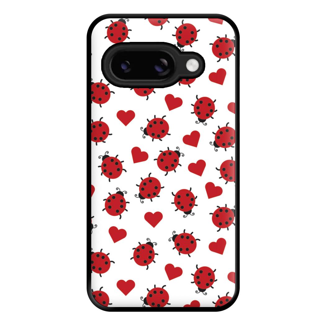 Ladybugs And Hearts Pattern Google Pixel 9a Case