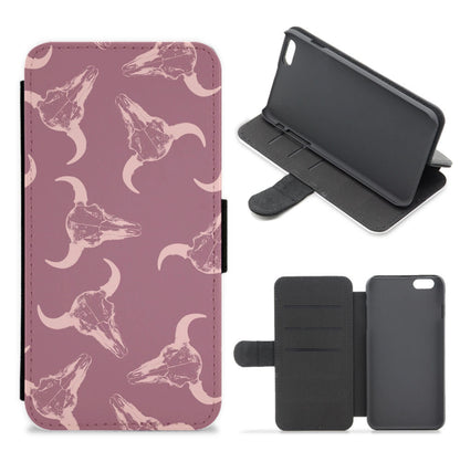 Pastel Skulls Pattern Flip / Wallet Phone Case