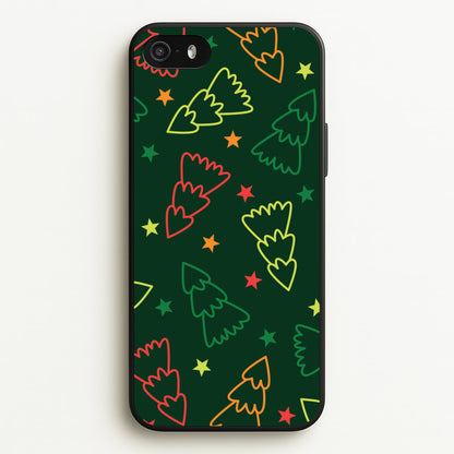 Colourful Christmas Tree Outlines Pattern iPhone 5 / 5s / SE 2016 Case