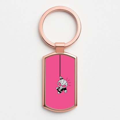 Pink Hanging Spider Hero  Rose Gold Keyring