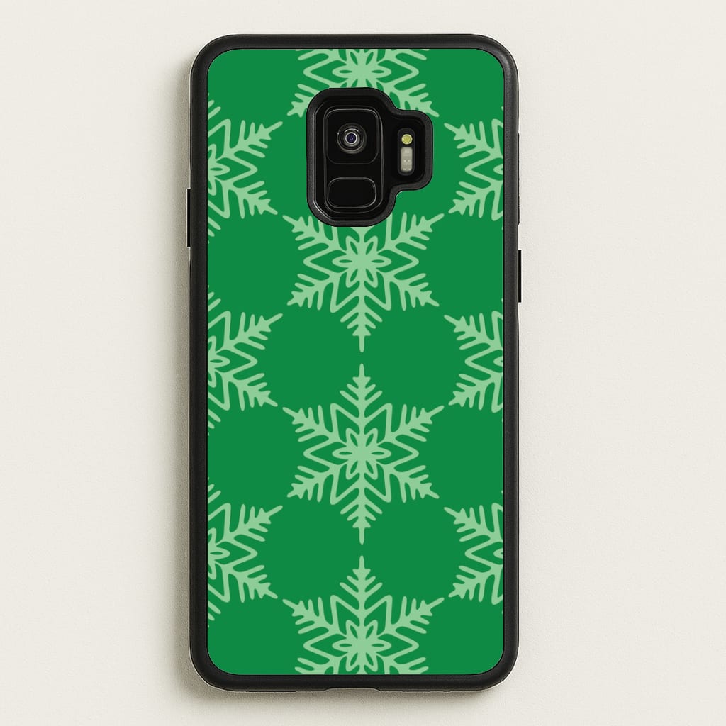 Green Giant Snowflakes Christmas Pattern Galaxy S9 Case