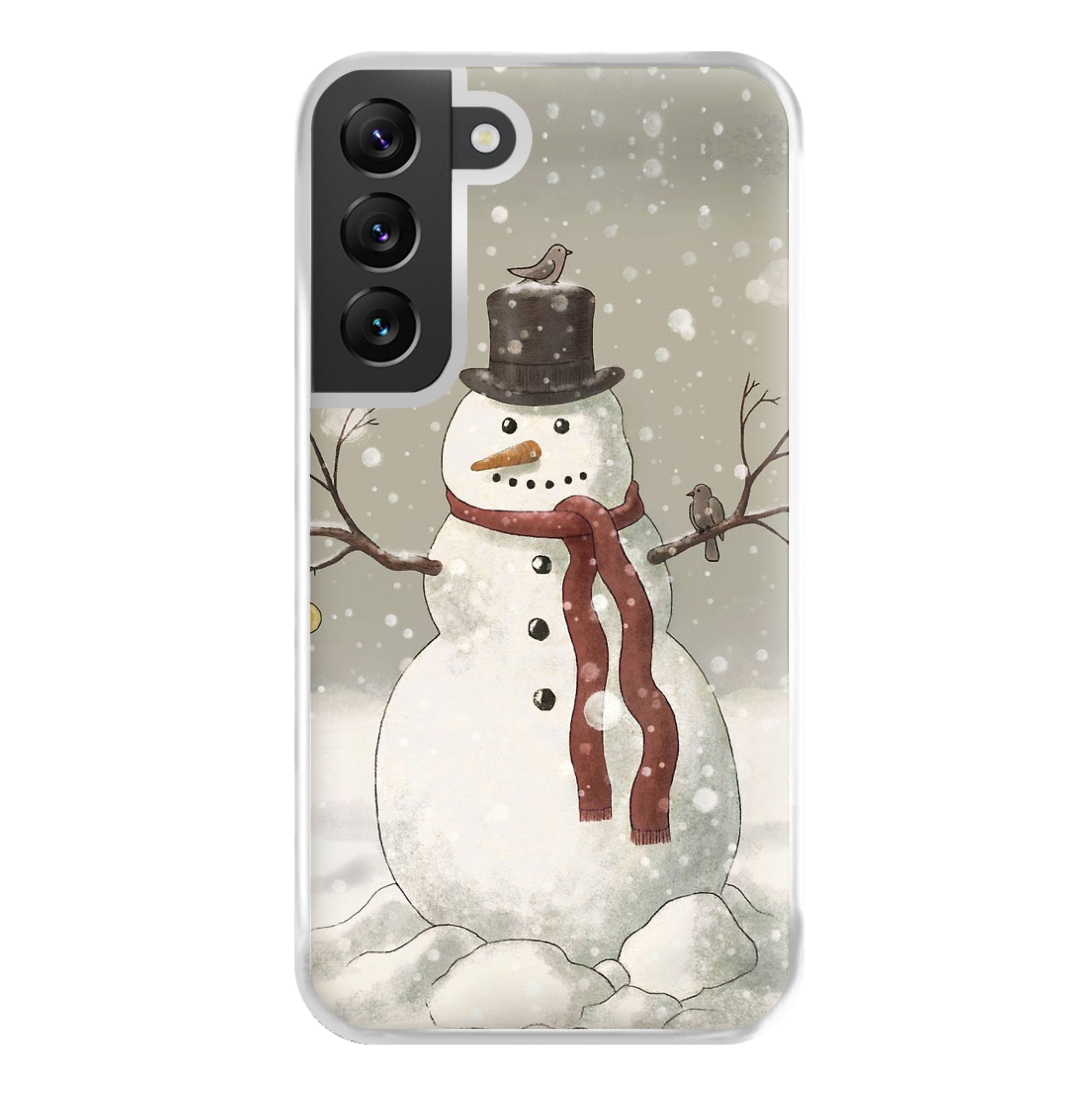 Christmas Snowman Drawing Phone Case